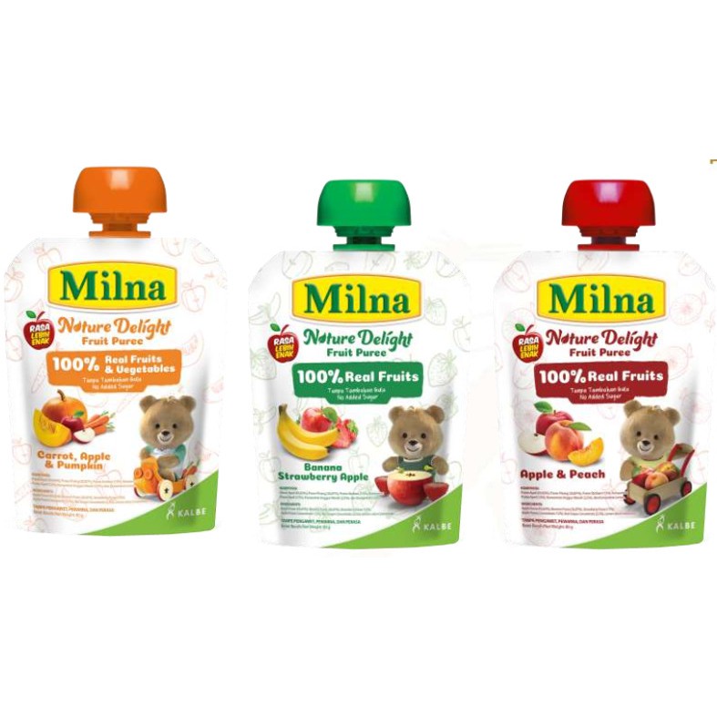 MILNA NATURE DELIGHT Fruit Puree 80g / Mpasi bayi 1 tahun+ / Jus buah Bayi GREEK