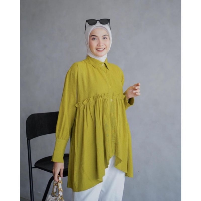 Rely Blouse Linen Kemeja Linen Wanita Busui