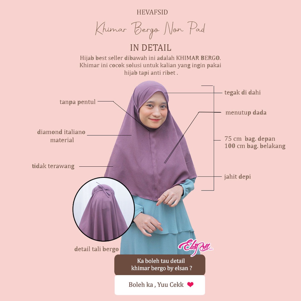 Jilbab Khimar bergo non pad