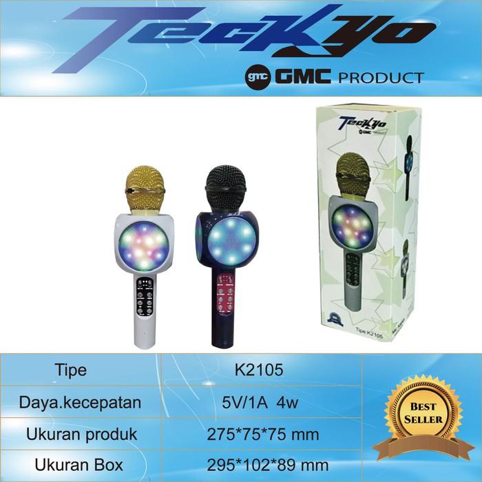 Mic Teckyo K2105 Wireless Bluetooth Karaoke Mik Smule