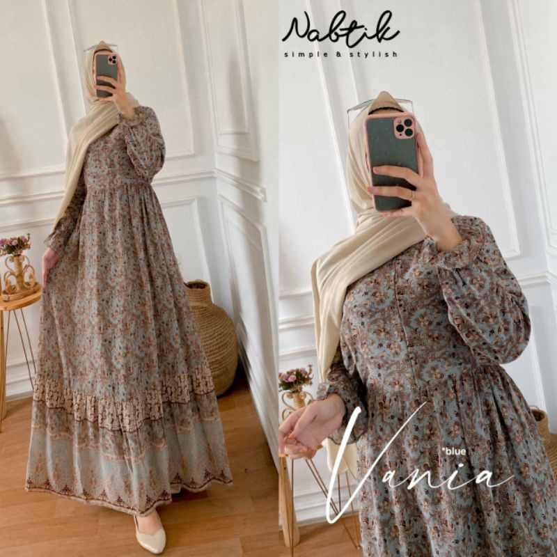 RESTOK  GAMIS MUSLIMAH VANIA DRESS MAXY CERUTY BABYDOL ORI BY NABTIK