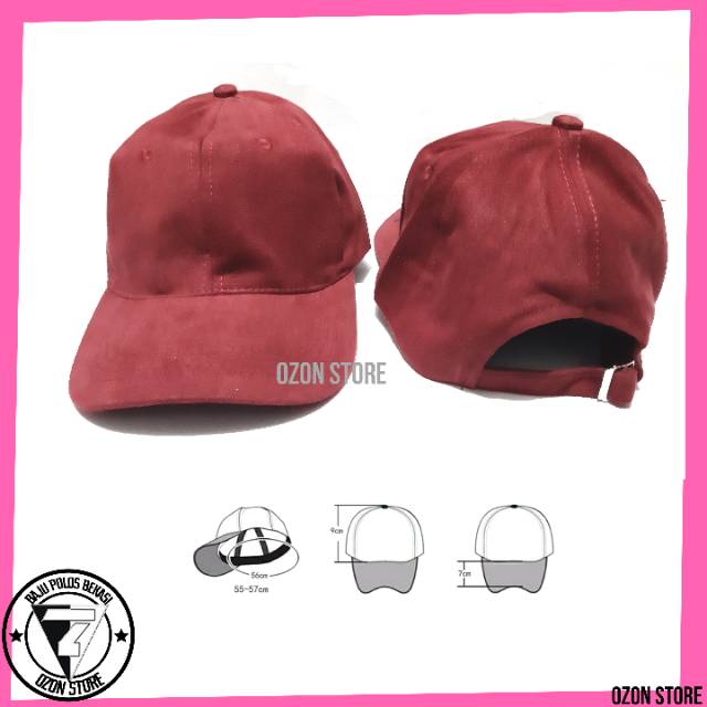 Topi Baseball Distro Caps Polos Pengait Besi Bahan Rapel Premiun - Merah Maroon