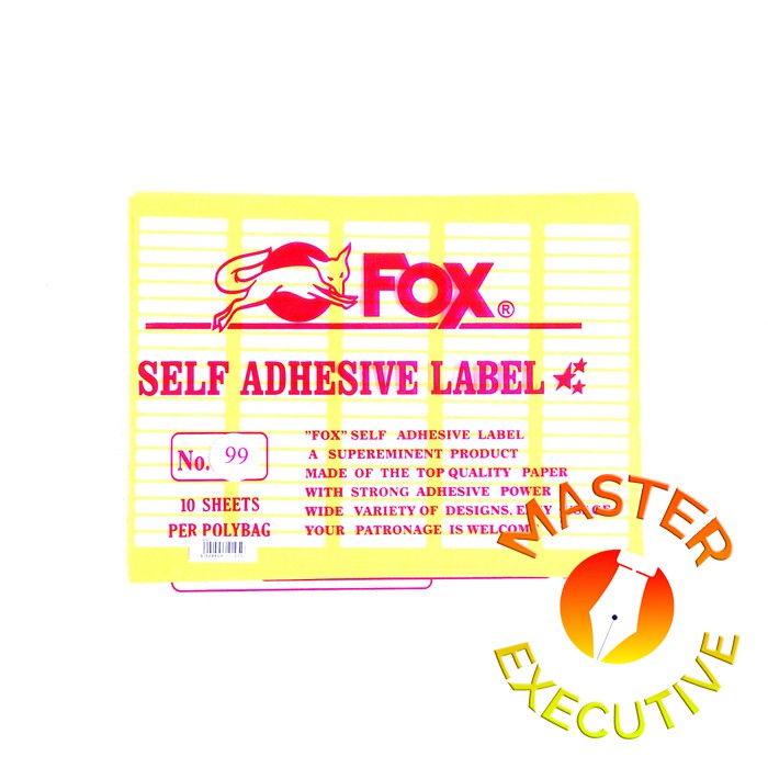 [Pak - 10 lembar] Fox Label Stiker 99 / Undangan / Nama / Self Adhesive Sticker