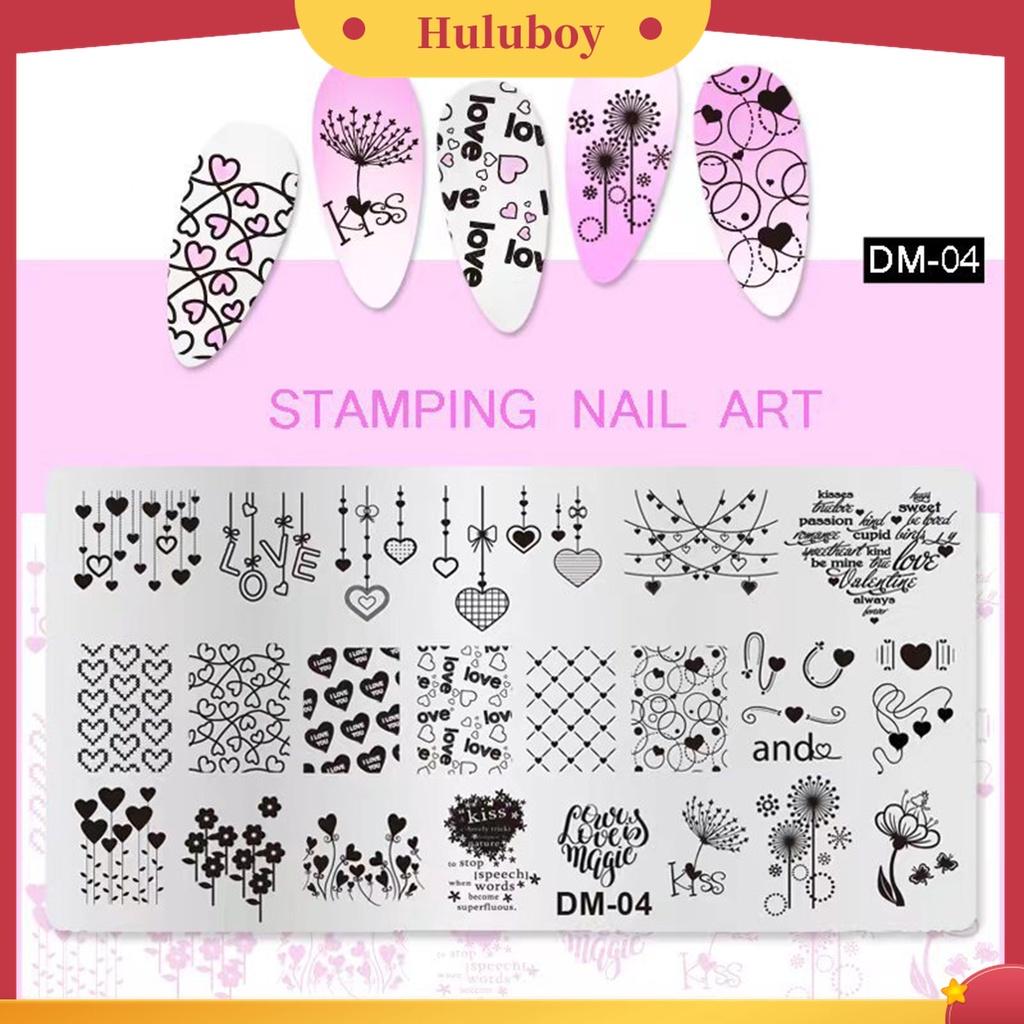 Huluboy Huluboy♡ Plat Stempel Kuku Bahan Stainless Steel Reusable Untuk Nail Art DIY