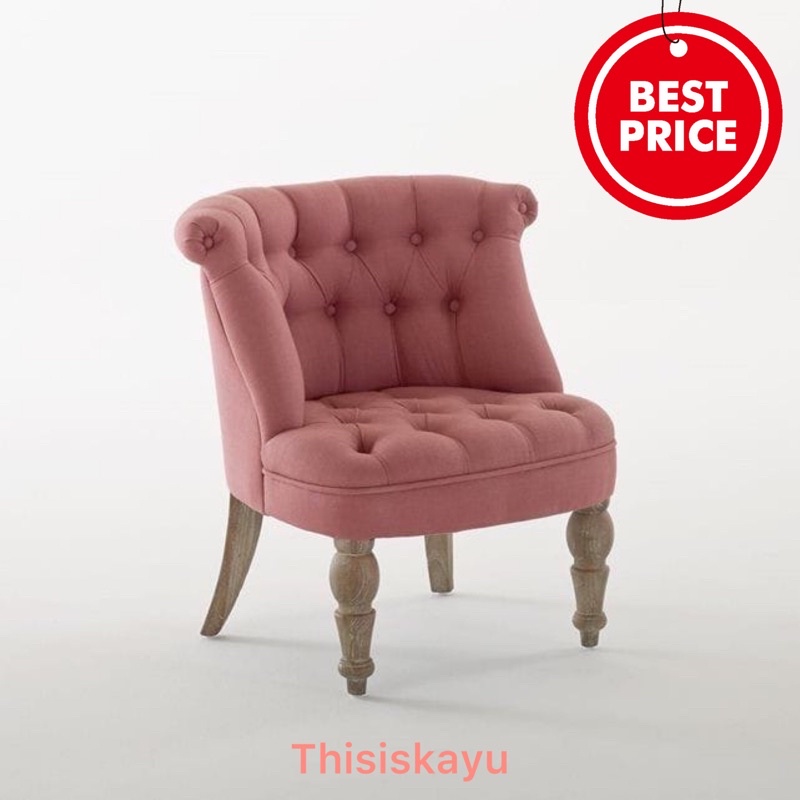 KURSI SOFA SINGLE CANTIK | SOFA PINK IMUT | SOFA MINIMALIS TIPE AMERIKA KLASIK | SOFA RIAS MEWAH ELE