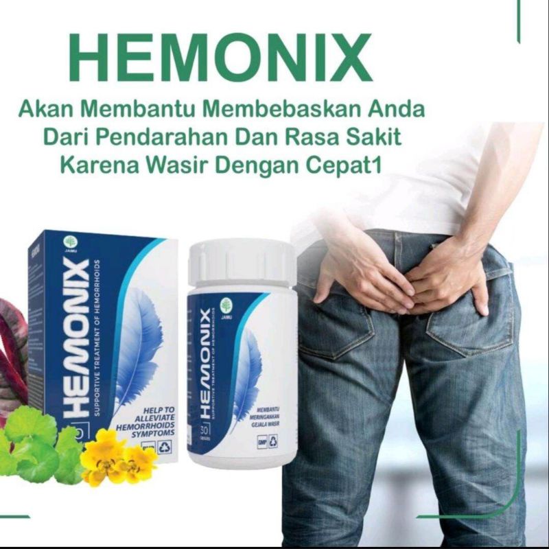 HEMONIX Asli Original Obat Herbal Wasir Ambeien Ambiyen 30 Capsule Bpom