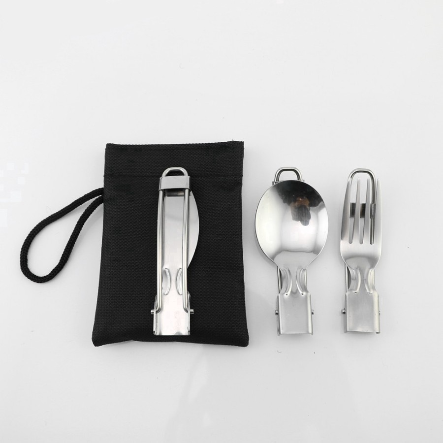 Alat Makan Lipat * Sendok Garpu Pisau Stainless Steel * Portable Travel Outdoor Camping