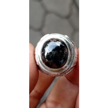 Natural batu pirus persia hitam ring perak teball jaminan asli