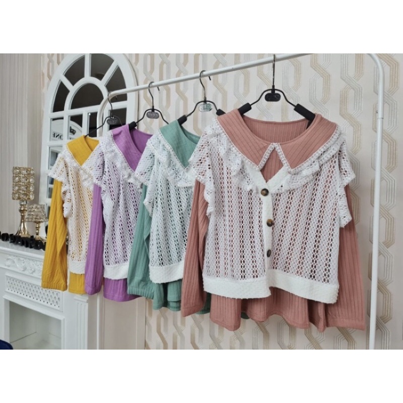 Baju Atasan Wanita MEIJIE WANG Knit Rajut Rompi Hijau Mint