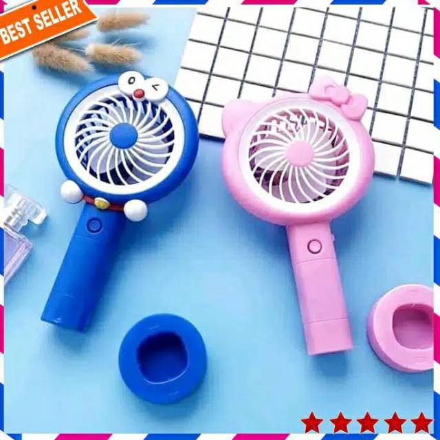 Mini fan / Kipas Angin Mini N9  Portable LED karakter Doraemon dan Hello Kitty