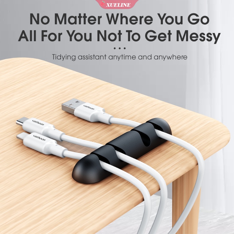 Klip Holder Kabel USB Bahan Silikon Flexible Untuk Mouse Headset