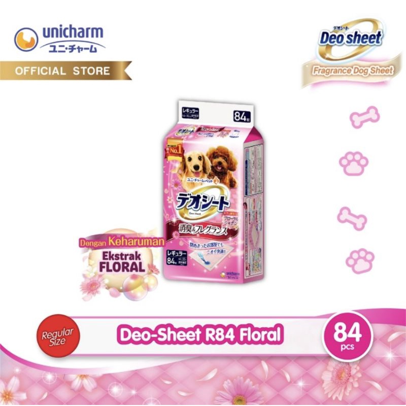 Deo Sheet-Underpad Alas pipis Anjing Reguler Size 60x44cm(Aroma Flora Pink isi 42pcs)