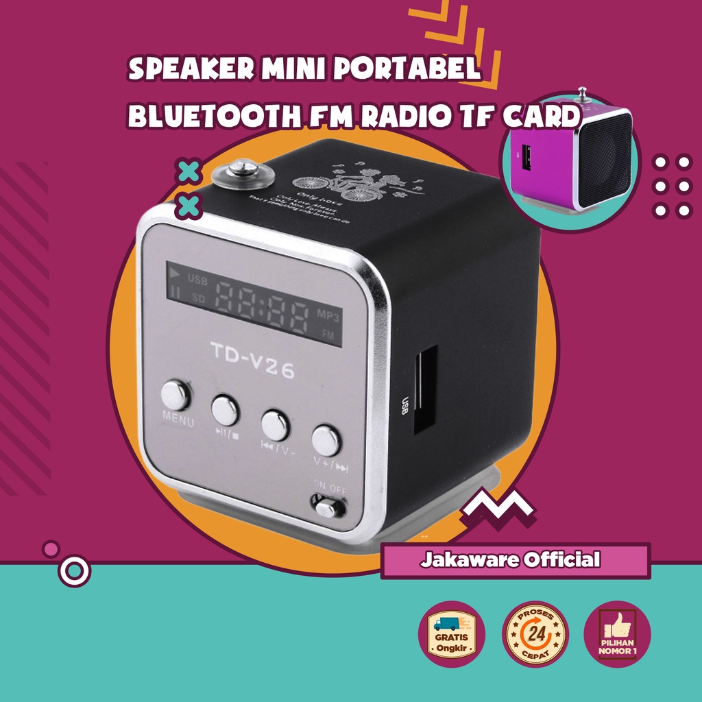 SPEAKER MINI PORTABLE BLUETOOTH FM RADIO TF CARD PORTABEL WIRELESS MP3 PLAYER UNTUK SMARTPHONE HP AN