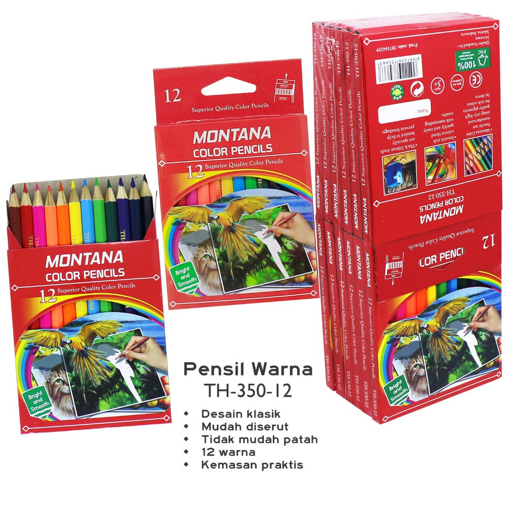 Isi 12 Pcs (1 Lusin) Pensil Warna Montana Ukuran Pendek