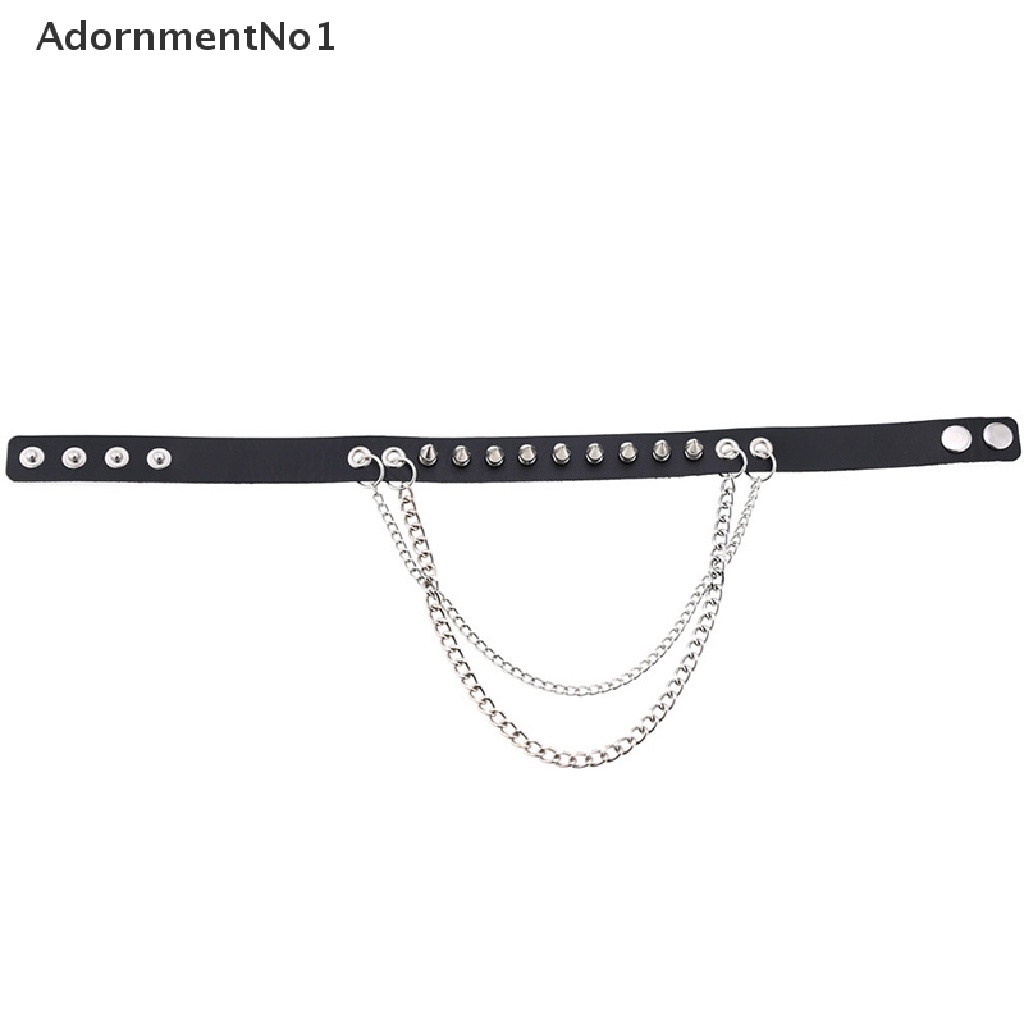 (AdornmentNo1) Kalung Choker Gaya Punk Gothic Bahan Kulit Aksen Rivet Untuk Pria / Wanita