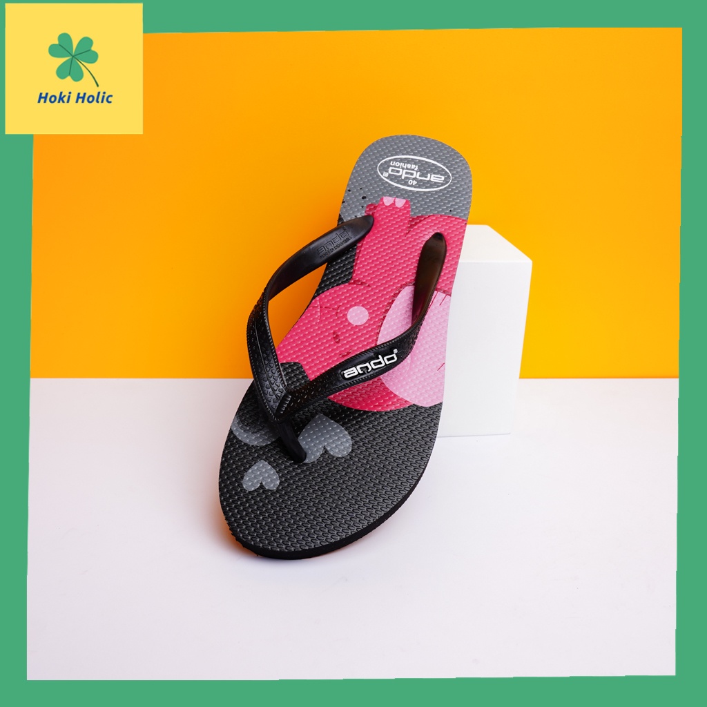 Ando Whisper - Sandal Jepit Wanita Lucu Terbaru - Motif Gajah dan Hati-4