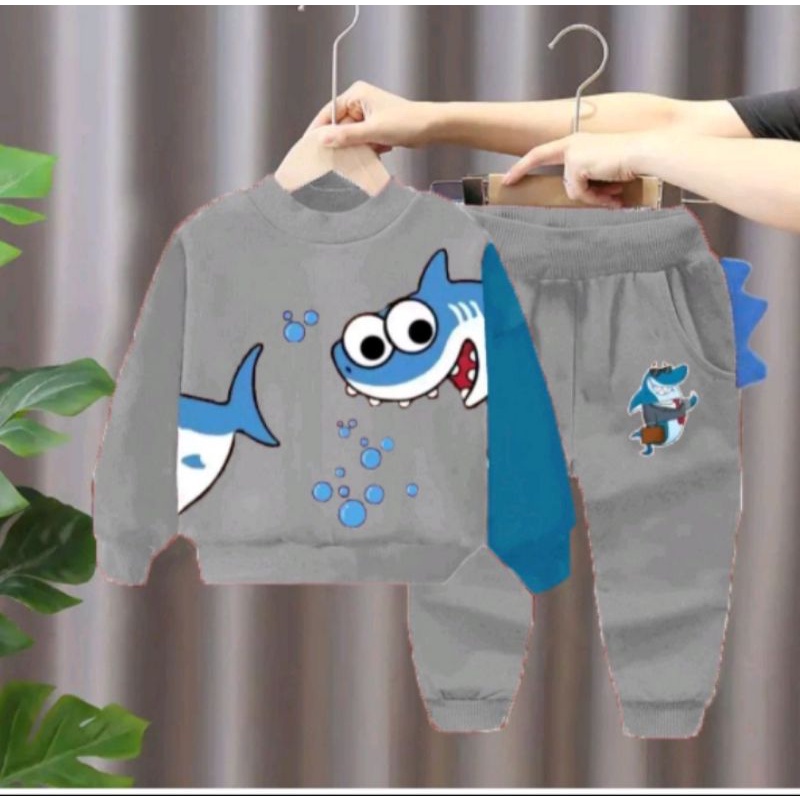 Pakaian anak laki-laki/Setelan Sweater Jogger HIU 1-6 Tahun/Setelan Bebytery anak laki-laki dan perempuan