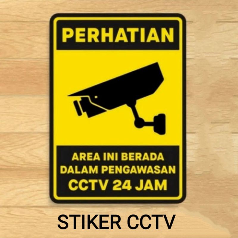 

Stiker cctv stiker tulisan perhatian area di pantau cctv stiker 10×15cm