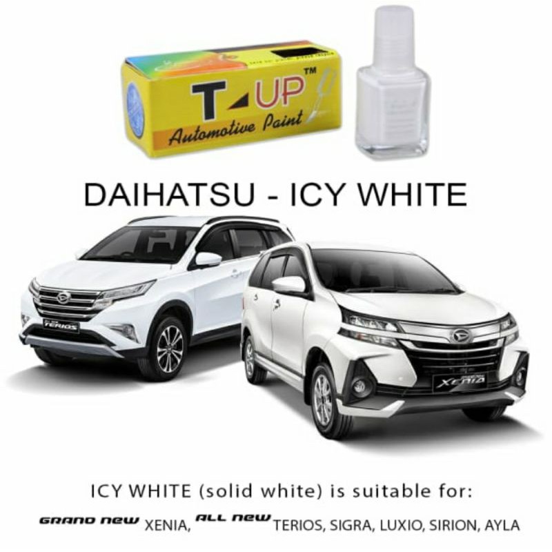 T-Up cat oles daihatsu icy white contoh cat daihatsu putih sample cat putih daihatsu