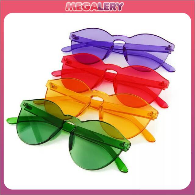 Kacamata Jelly Unisex Fashion Colourful Sunglasses Sport Transparan Murah