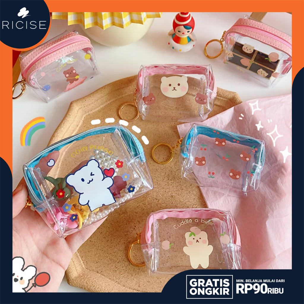 RICISE - Dompet Koin Mini Wanita Aesthetic Transparan Lucu Pouch Kosmetik Serbaguna - FUR06
