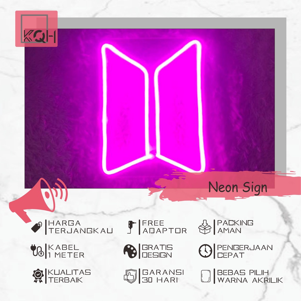 KoQoH.CO - Neon Flex BTS READY STOK/Lampu Hias Kamar/Lampu tidur/Lampu DEKORASI/Custom LED