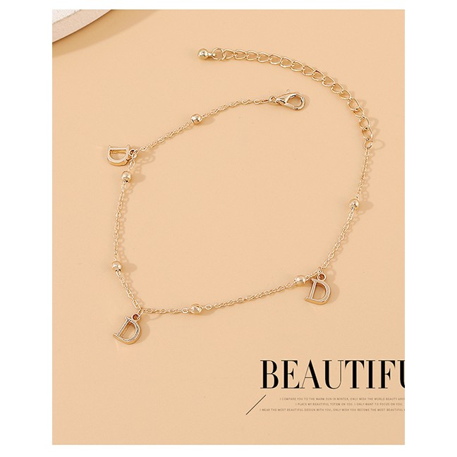 LRC Gelang kaki Fashion Golden Alphabet Alloy Y64454