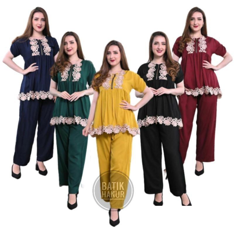 New piyama arab setelan lulu by dlusia / GROSIR SETELAN CP ARAB RENDA LULU BUSUI / DASTER