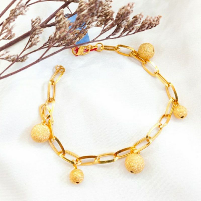 Gelang wanita Bola Cristal dust tali rantai cantik Perhiasan Emas asli