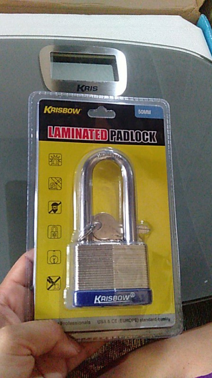 Krisbow Gembok Besi Laminasi Shackle Panjang 5 Cm