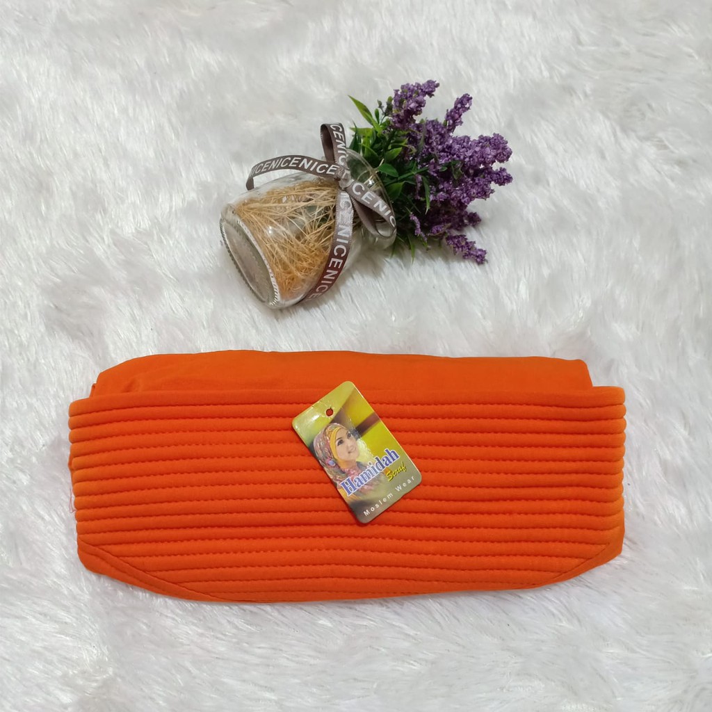 Hijab Bergo Oval Hamidah L,XL Jilbab Instan Hamidah  Kerudung Polos Hamidah Termurah Rumah Hija'b-ORANGE