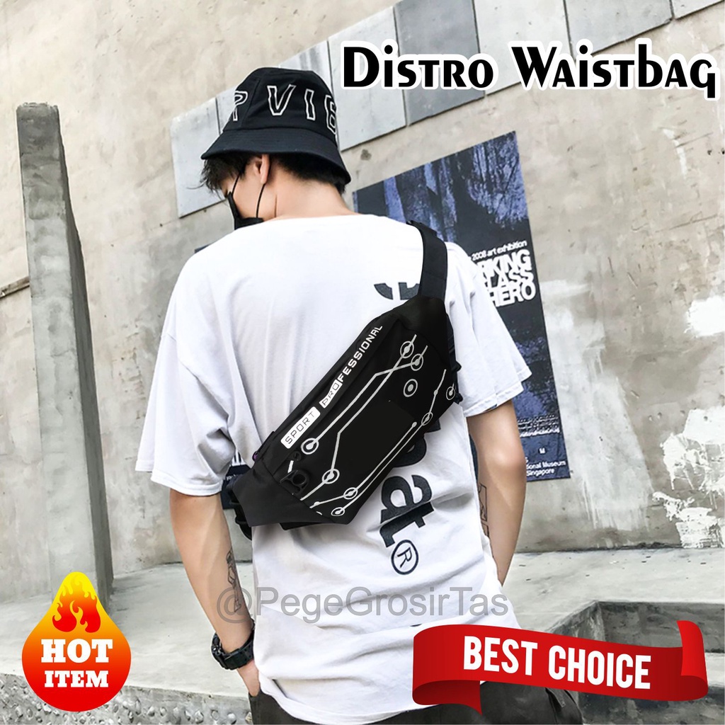 Tas Selempang Waistbag Bahu Pria Model Sablon Distro Bisa Dipakai Untuk Tas Pinggang - PG -- 8845