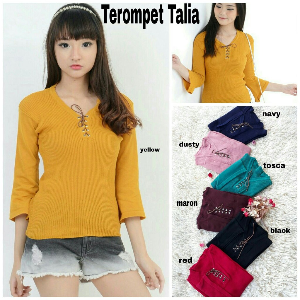 QFS - BLOUSE TEROMPET TALI RAJUT / BANYAK WARNA / GOOD QUALITY