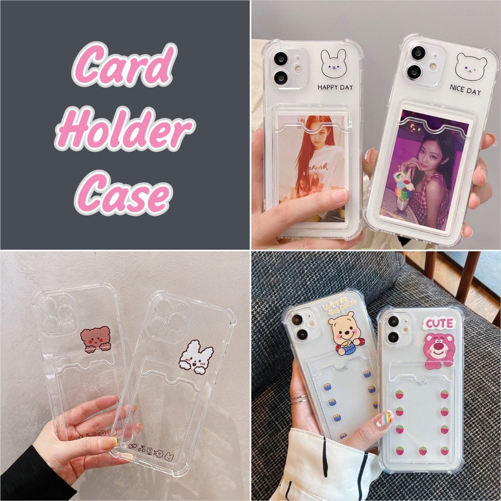 PRINTING CLEAR CARD CASE for iphone 6 7 6s 8 plus x xs xr xs max 11 12 13 pro max