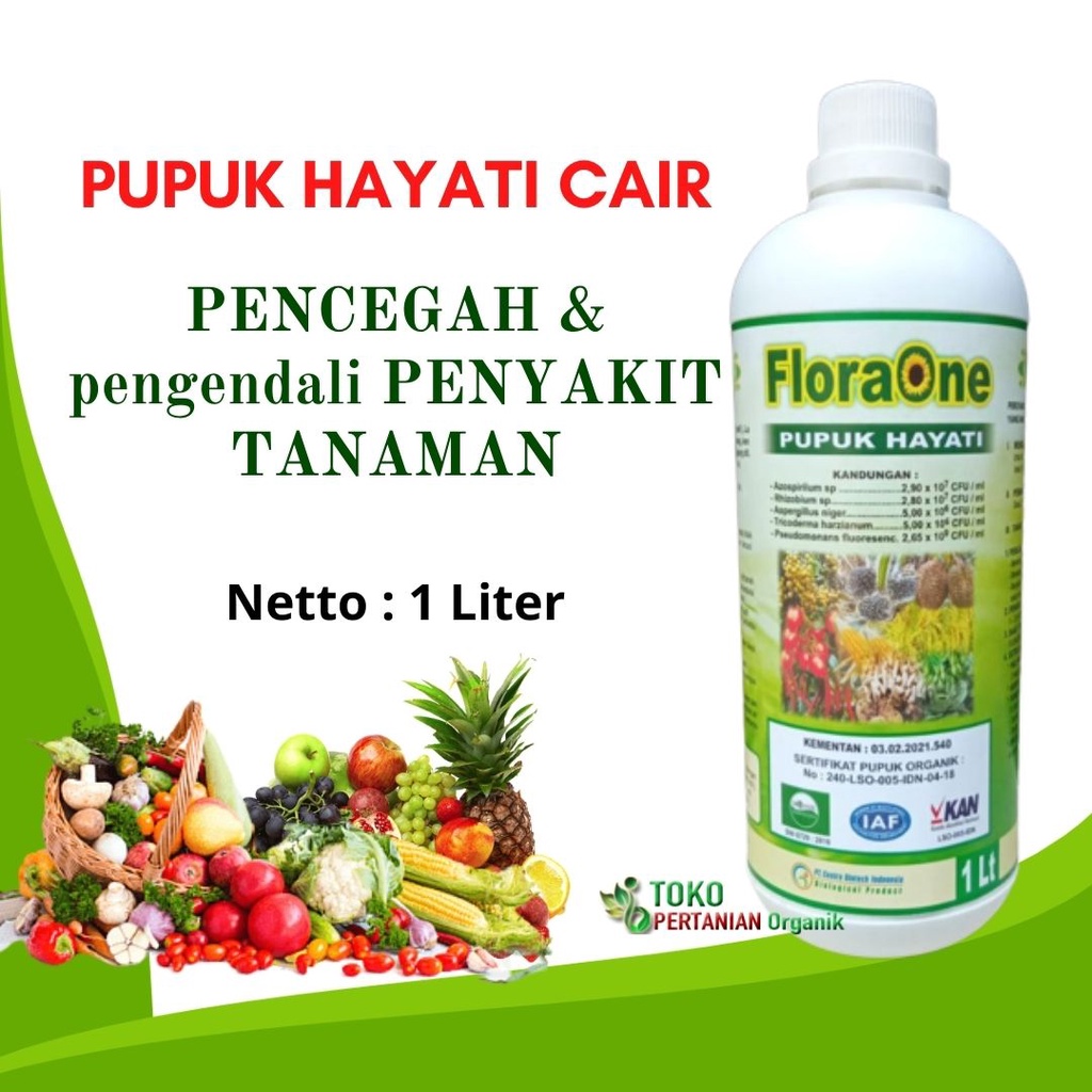 FLORAONE 1 LITER DEKOMPOSER tanah terbaik, Pupuk Bakterisida Hayati Cair Tricoderma Pencegah Lanas J