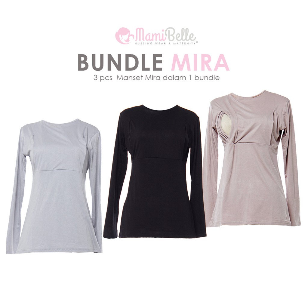 

Mamibelle Mira Bundle Baju Hamil & Menyusui Manset White Black Brown Grey Khaki Navy Taupe