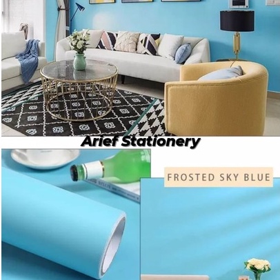 Wallpaper Sticker Dinding Motif Polos Biru Laut Panjang 10M x Lebar 45cm