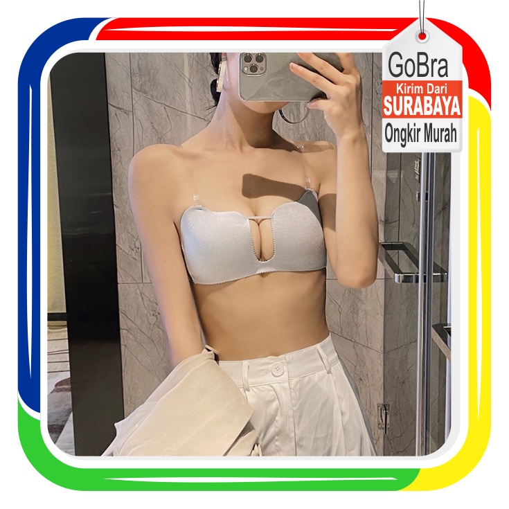 Gobra ♕ PW128 Pakaian Dalam Wanita Bra Tali Bening Push Up Sexy Fashion Import COD