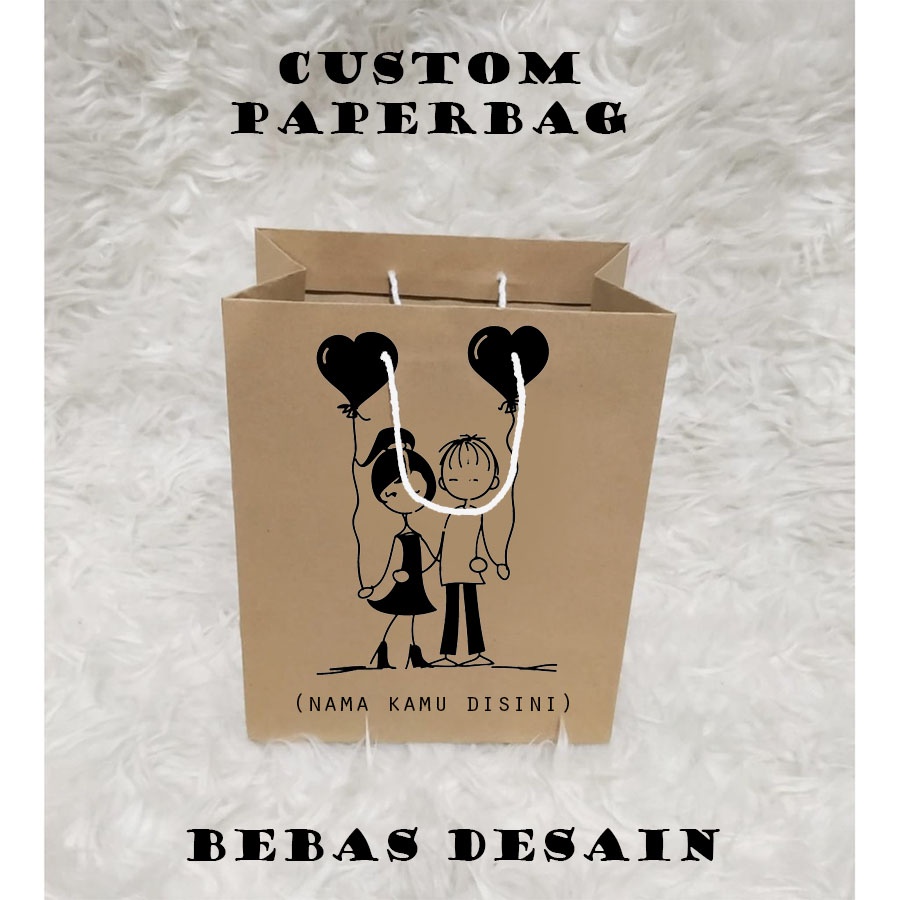 

(PAPER BAG CUSTOM) Paper Bag Mini Sablon 11x7x16cm Paper bag kertas murah packaging online shop souvenir wedding packing pernikahan