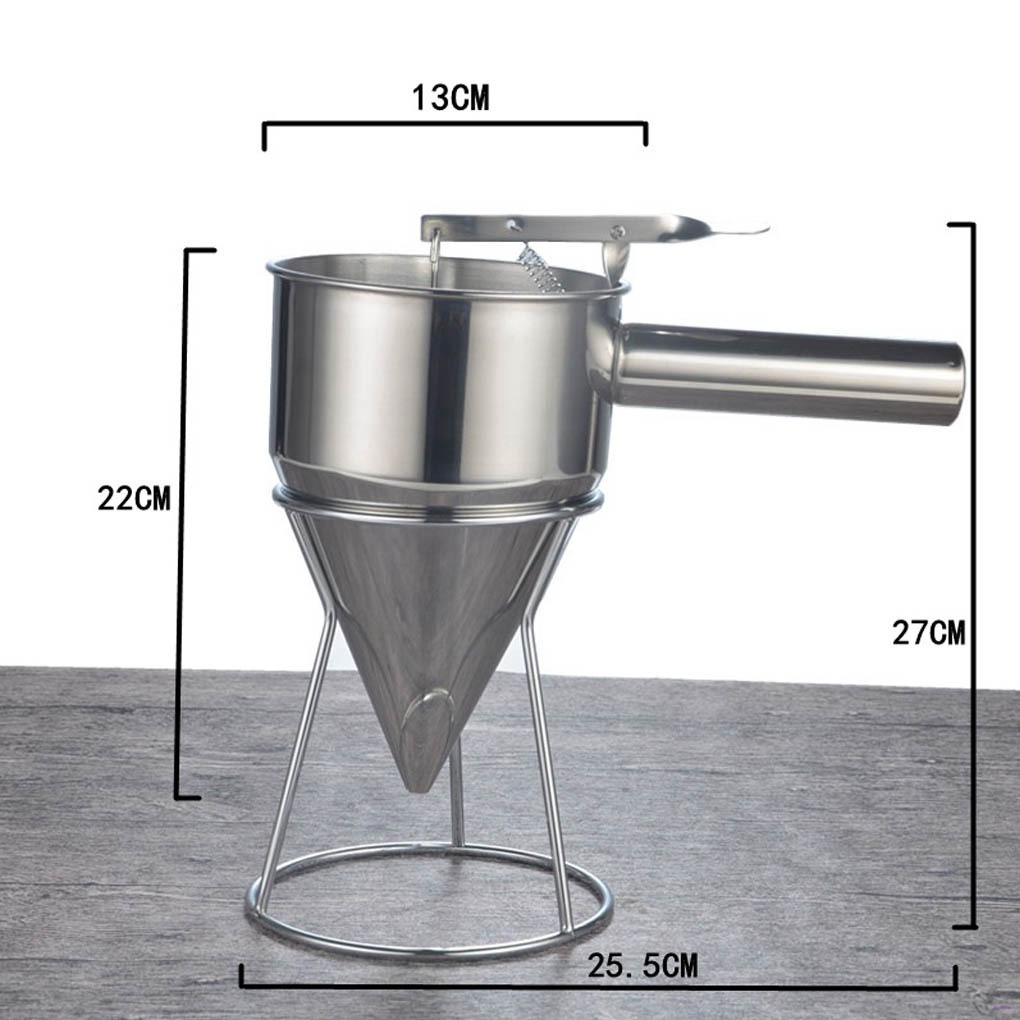 Corong Piston Dispenser Adonan Pancake Bahan Stainless Steel Dengan Stand Untuk Alat Dekorasi Kue