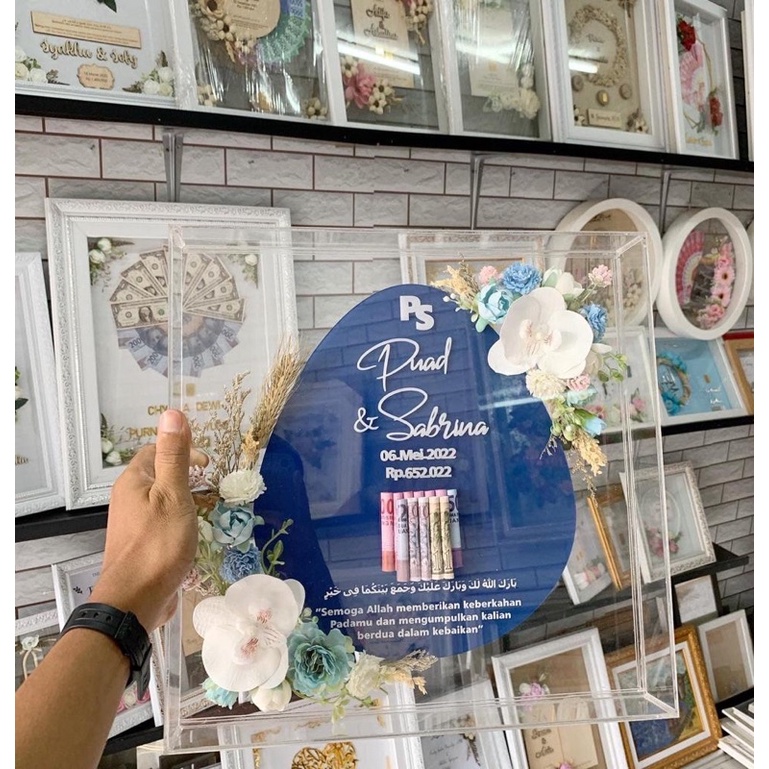 Kotak mahar akrilik aesthetic kekinian /box mahar akrilik/kotak akrilik mahar/frame mahar/frame maha