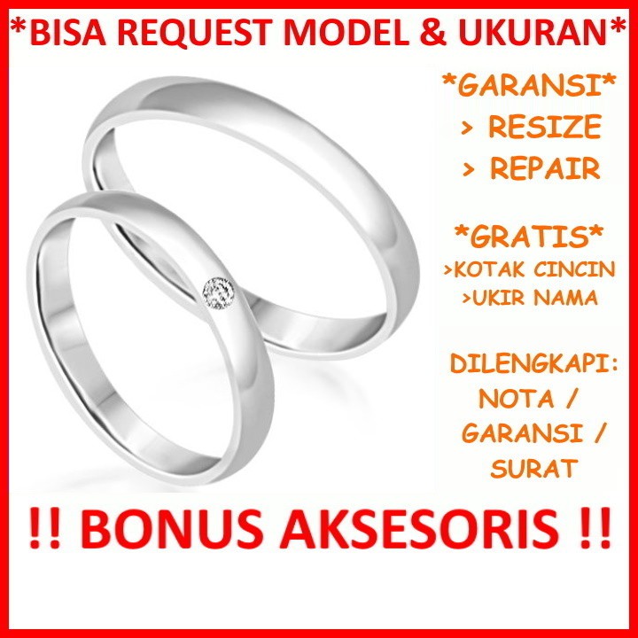 Bisa Pesan Model Garansi Silver Asli Cincin Couple Kawin Nikah Tunangan Perak Gratis Tulis Ukir Nama Id152