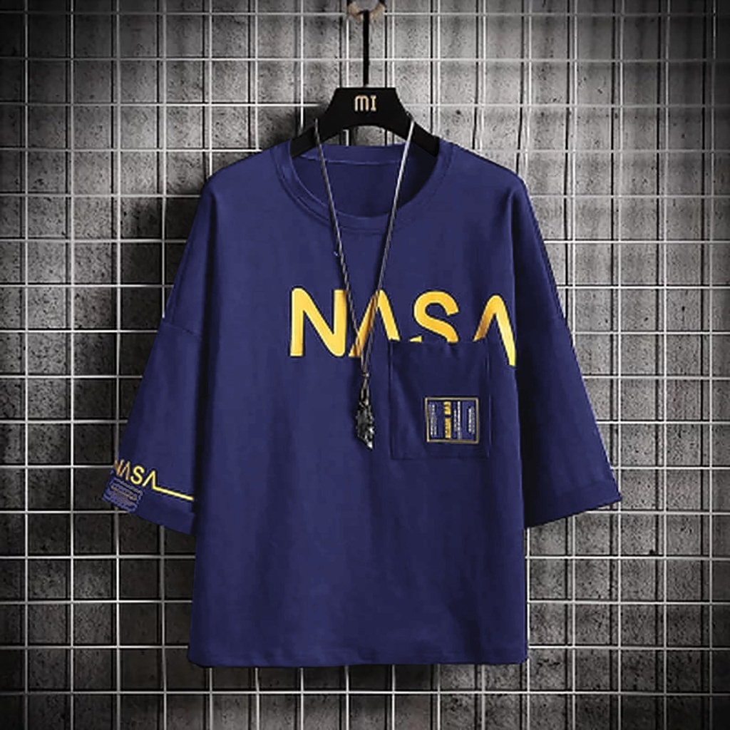 KIYOWO Baju Pakaian Atasan Kaos Distro Pria NASA Lengan Pendek