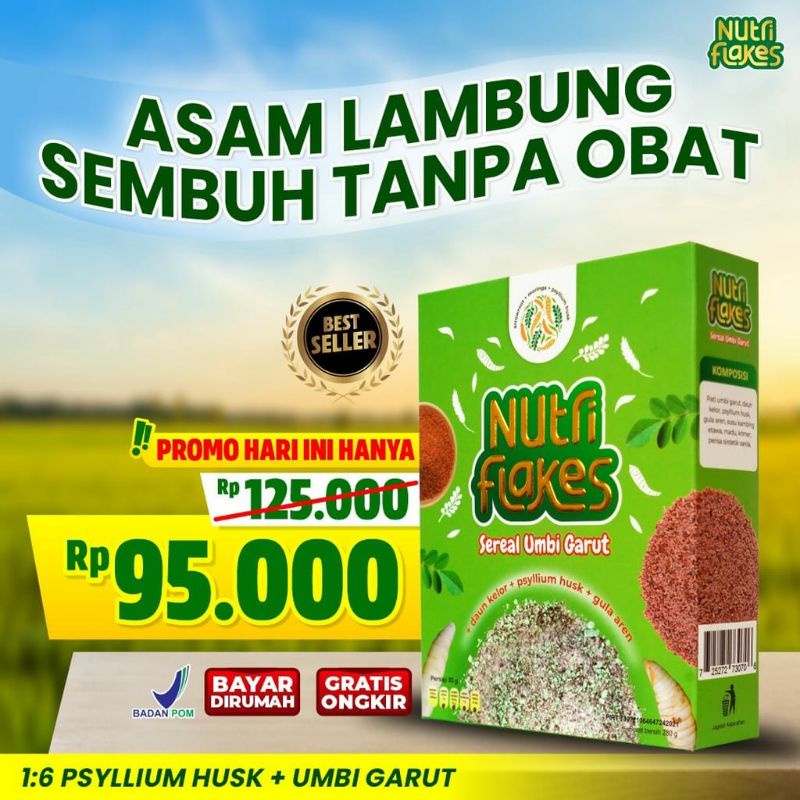 

Nutriflakes Sereal - Sereal Umbi Garut dan Daun Kelor Atasi Asam Lambung