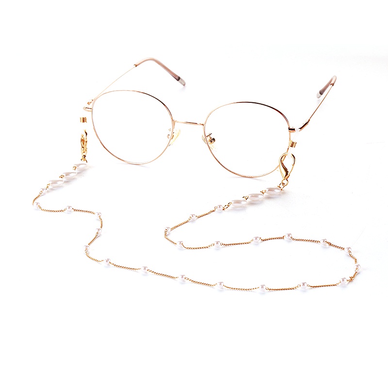 Women Fashion Heart-Shaped Pearl Eye Glasses Holder Chain Lanyard / Anti-Lost Around Neck Hanging Mask Chains