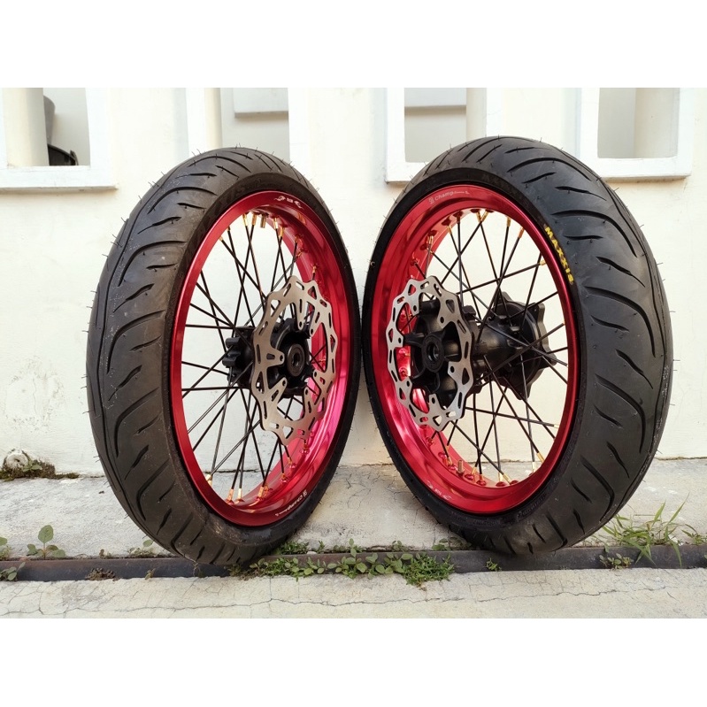Sepaket Vleg Supermoto WR 155 WR155 250 300 17 Super Moto WR 155 Pemasangan PNP Plus Ban luar Dalam