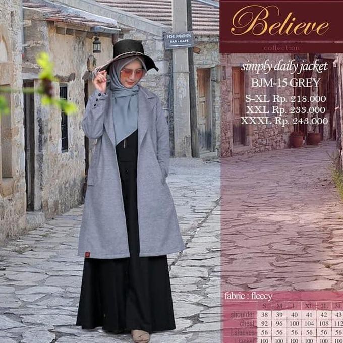 Jaket Panjang Muslimah - Believe Jaket Bjm 15 2Xl_3Xl - Jaket Jumbo O18 Murah