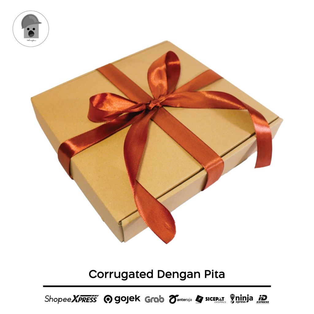 

LARGE SIZE! Ready box with ribbon pita kotak warna coklat polos cocok untuk hampers kado