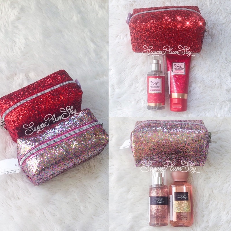 Bath&Body Works Gift Set / Pouch travelsize BBW Body Mist 75ml, Shower Gel 88ml, Body Cream 70gr / G