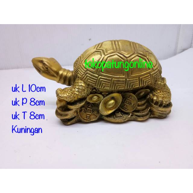 Patung Kura Kura Kuningan Fengshui